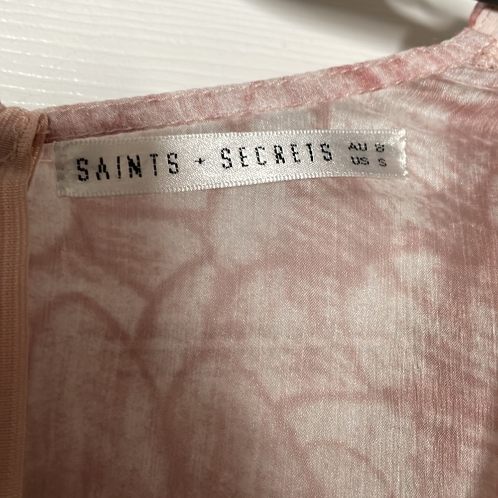Saints & secrets long sleeve floral ruffle tie back mini dress - Picture 2 of 5